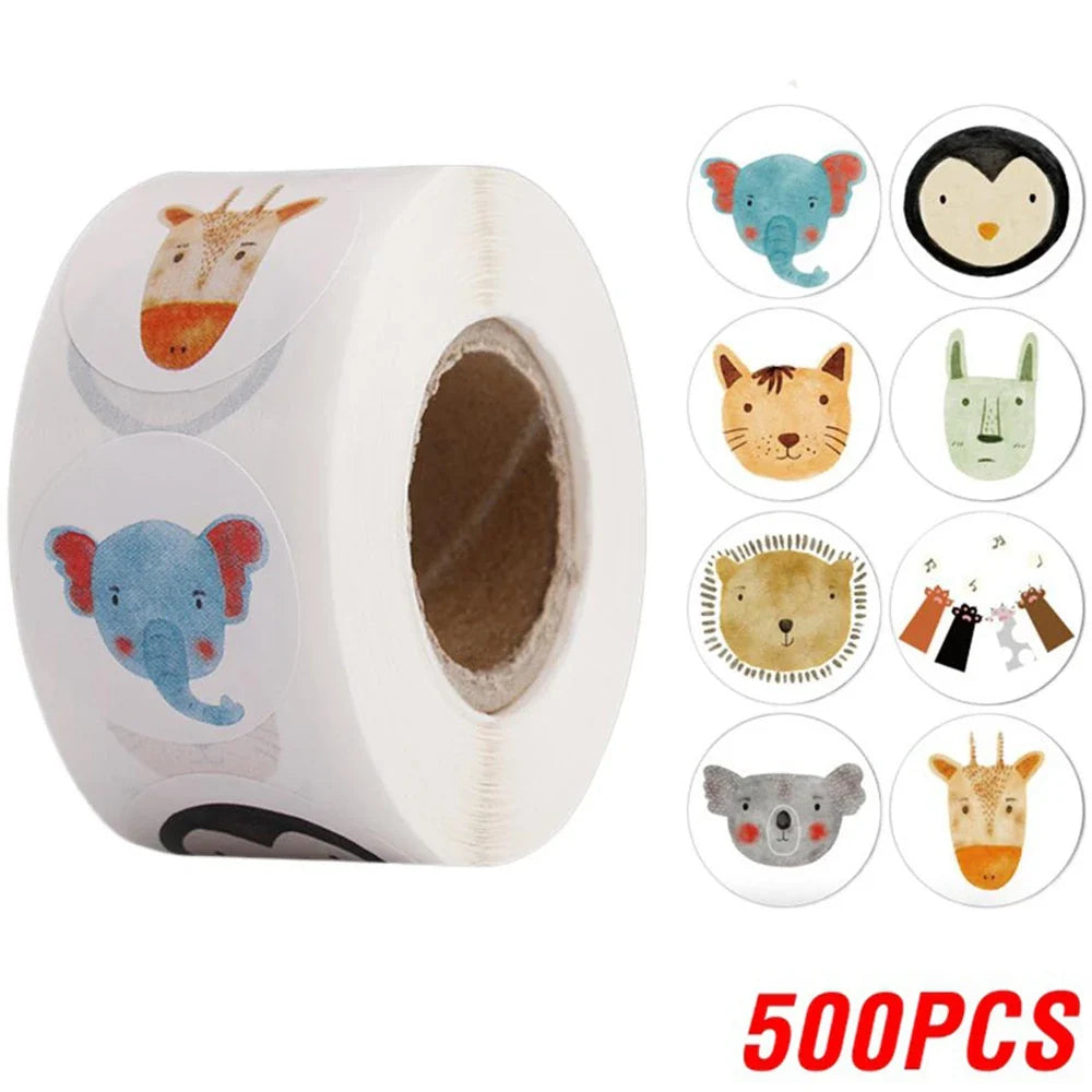 100-500pcs Reward Sticker Cute Cartoon Animals Scrapbooking Sticker for Teacher Encourage Supplies Children's Lables (ONLINE ORDER ONLY)