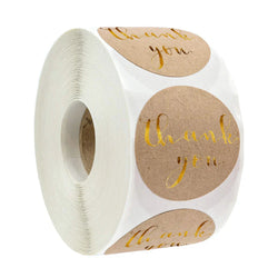500pcs/roll Round Brown labels Thank You Kraft Stickers 1 inch Wedding Pretty Gift Envelope Sealing Label Stickers Stationery (ONLINE ORDER ONLY)