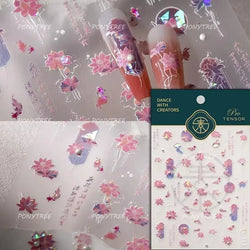 Romantic Pink Blue Shell Sea Grass Star Moon Summer Self Adhesive Nail Art Stickers Leaves Reliefs Manicure Decals Wholesale (ONLINE ORDER ONLY)