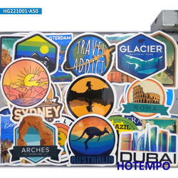 20/30/50Pieces World Travel Hand Drawn Urban Landmark Old Building Stickers for Car Motorcycle Luggage Phone Laptop Sticker Toys (Online Order Only)