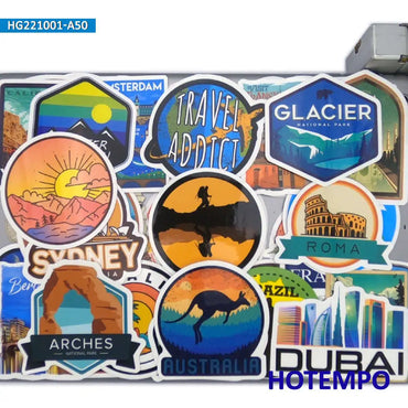 50pcs Snow Adventure Alpine Nordic Freestyle Skiing Cartoon Graffiti Phone Laptop Stickers for Motorcycle Car Waterproof Sticker (ONLINE ORDER ONLY)