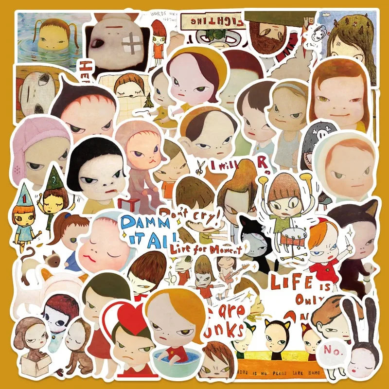 50pcs Yoshitomo Nara Graffiti Stickers for Helmet, Desktop, Wall Decoration (ONLINE ORDER ONLY)