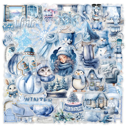 Blue Winter Cartoon Stickers PET Transparent Decals DIY Phone Bike Notebook Fridge Kids Gifts (Online Order Only)