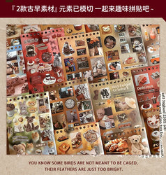 30sheets/book Y2K Retro Cute Bear Food Cut Film Sticker for Laptop Phone Camera Journal Scrapbook Kawaii Decoration Sticker Gift (ONLINE ORDER ONLY)