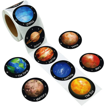 100-500PCS Solar System Planet Paper Sticker Outer Space Birthday Party Decor Sealing Label Kids Astronomy DIY Paper Tag (Online Order Only)