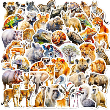 10/50pcs Jungle Zoo Wild Animal Stickers Aesthetic DIY Stationery Notebook Water Bottle Laptop Luggage Skateboard Sticker Toy (Online Order Only)