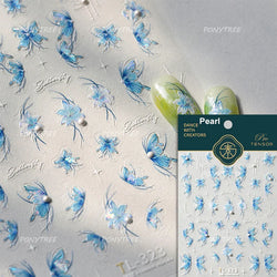 Green Blue Glass Butterfly Lily Flowers Star Line Water Droplet Charming Shiny Self Adhesive Nail Art Stickers Manicure Decals (ONLINE ORDER ONLY)