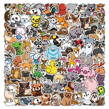 100pcs Cute Animal Stickers Waterproof Decorative Laptop Phone Luggage Notebook (Online Order Only)