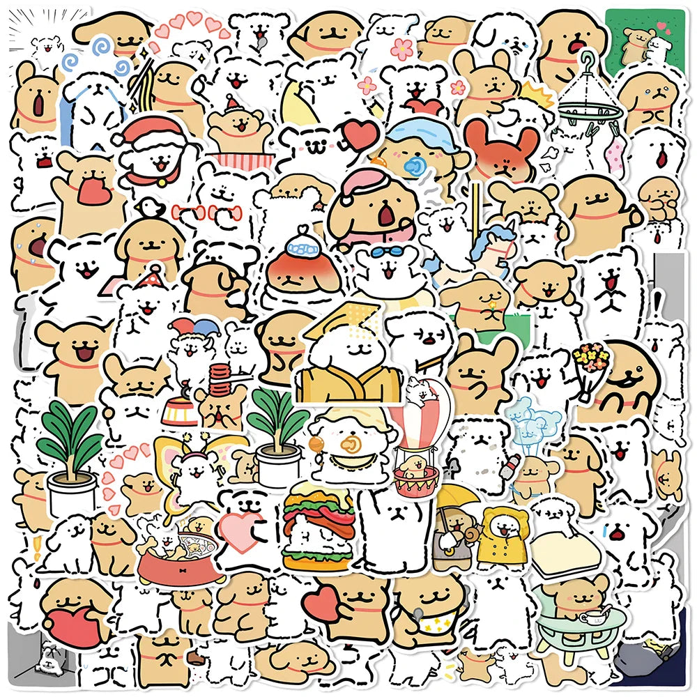 Kawaii Puppy Stickers: 10/50/100PCS Cute Dog Decals for Notebook, Laptop, Luggage, Guitar, Car (ONLINE ORDER ONLY)