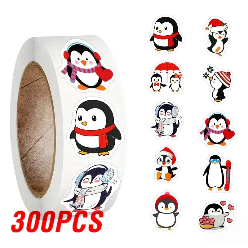 100-500pcs Penguin Christmas Stickers Thank You Sticker DIY Gift Baking Package Decoration Lables Scrapbooking Stationery (Online Order Only)