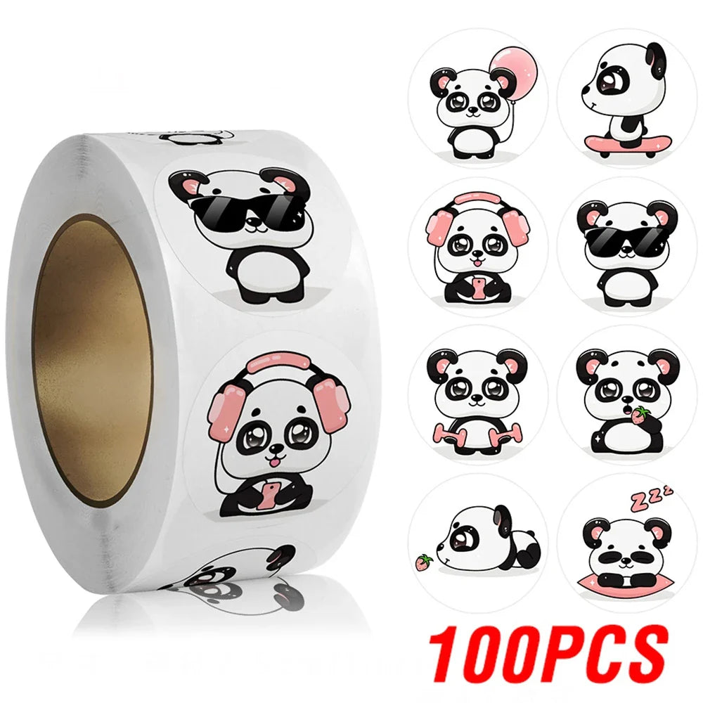 100-500pcs Cute Cartoon Panda Stickers Reward Sticker for Kids Gift Wrapping Decor Envelope Sealing Labels Stationery Stickers (ONLINE ORDER ONLY)