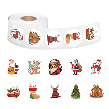 100-500pcs Merry Christmas Stickers Round Christmas Gift Box Decor Seal Sticker Cute Santa Party Decor Stationery Sticker (Online Order Only)