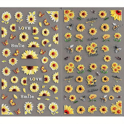 1pc Chic Sunflower 5D Nail Art Stickers Self-Adhesive Waterproof & Sustainable Decals for DIY Manicure Perfect for All Seasons * (ONLINE ORDER ONLY)