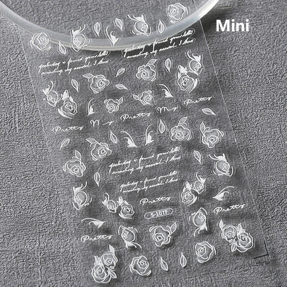 Hot Stamping Romantic White Gold Snowflakes Hexagon Winter 3D Self Adhesive Nail Art Stickers Shiny Rhinestone Manicure Decals (Online Order Only)