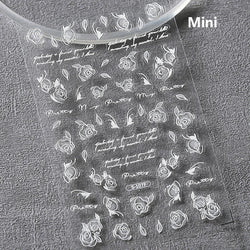 Hot Stamping Romantic White Gold Snowflakes Hexagon Winter 3D Self Adhesive Nail Art Stickers Shiny Rhinestone Manicure Decals (Online Order Only)