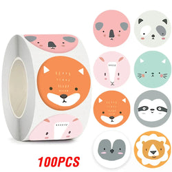 100-500pcs Cartoon Animals Sticker for Children 8 Designs Cute Thank You Scrapbooking Stationery Sealing Labels Rewards Stickers (ONLINE ORDER ONLY)