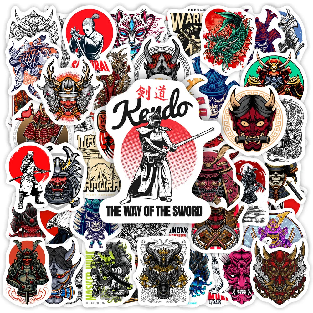 Japanese Samurai Stickers Evil Ghost Demon Mask Bushido Cool Gift DIY Stickers for Motorcycle Helmet Phone Laptop Stickers (ONLINE ORDER ONLY)