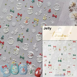 Dressy Embossment Colorful Gradient Snowflakes Laser Silver Christmas Tree Winter Bowknot Santa Nail Art Stickers Manicure Decal (Online Order Only)