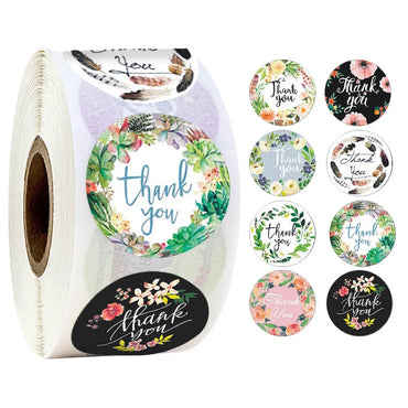 50-500pcs 1inch Thank You Sticker Scrapbook Envelope Seal Sticker Gift Flower Decoration Stationery Label Sticker Wedding Party (ONLINE ORDER ONLY)