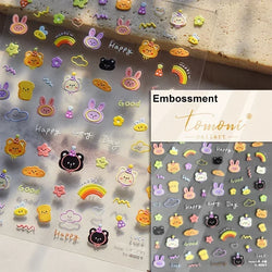 Dog Rabbit Line Bunny Footprint Bowknot Heart Cake Strawberry Flowers Bone Graffiti Adhesive Nail Art Stickers Manicure Decals (ONLINE ORDER ONLY)