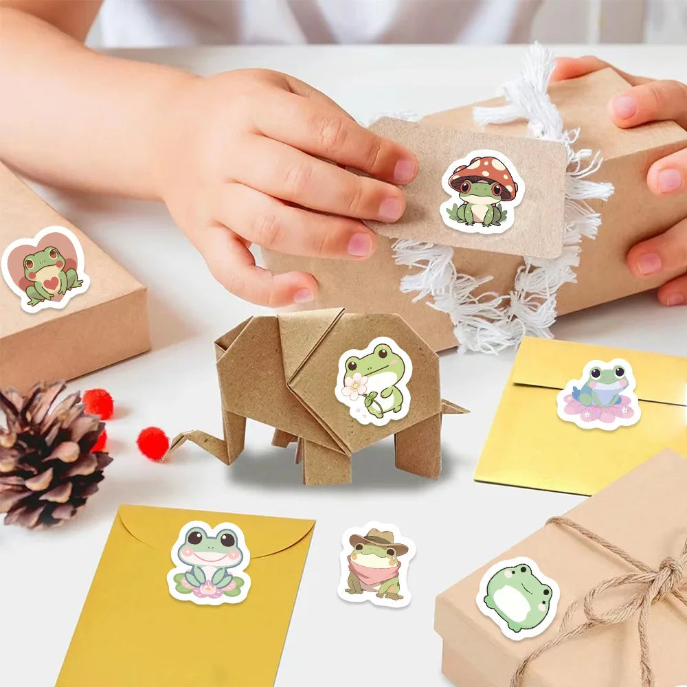 100-500pcs Frog Animals Reward Stickers School Students Cute Cartoon Encouragement Sticker Scrapbooking DIY Gift Decoration (ONLINE ORDER ONLY)