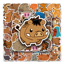 50Pcs Wild Boar Cartoon Waterproof Vinyl Stickers for Skateboard Snowboard (Online Order Only)