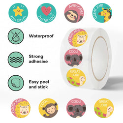500pcs Teacher Awards Encourage Stickers Roll Cute Kawaii Kindergarten Children's Reward Sticker Gift Decorative Sticker (ONLINE ORDER ONLY)