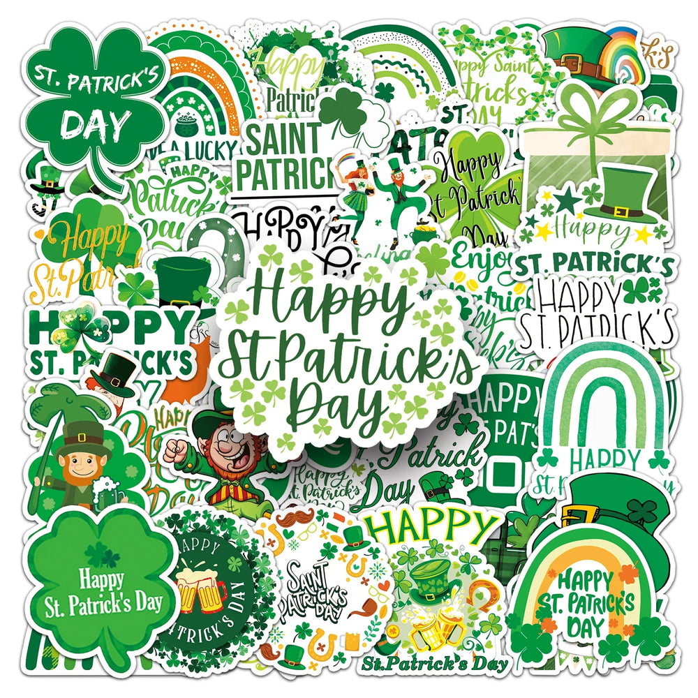 50 Cute St. Patrick's Day Graffiti Stickers for Laptop, Guitar, Skateboard, Suitcase Decoration (ONLINE ORDER ONLY)