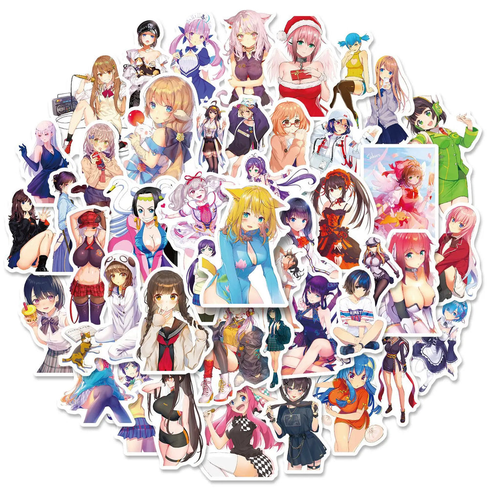 50pcs Cute Girl Graffiti Stickers for DIY Wall & Desktop Decoration Wholesale (ONLINE ORDER ONLY)