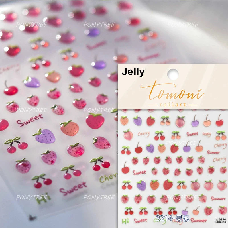 Carambola Grape Honey Peach Cherry Pineapple Pineapple Orange Apple Lemon Bromeliad Fruit Jelly Nail Art Sticker Manicure Decals (ONLINE ORDER ONLY)