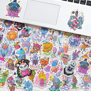 10/25/50pcs Funny Fantasy Weird Cartoon Cute Monster Psychedelic Waterproof Graffiti Sticker DIY Decal (ONLINE ORDER ONLY)
