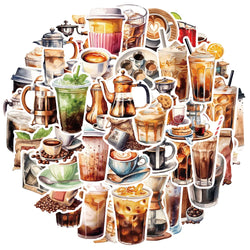 Cartoon Coffee Enthusiast Stickers for Laptop, Luggage, Car, Fridge - 10/30/50Pcs Vinyl Set (ONLINE ORDER ONLY)