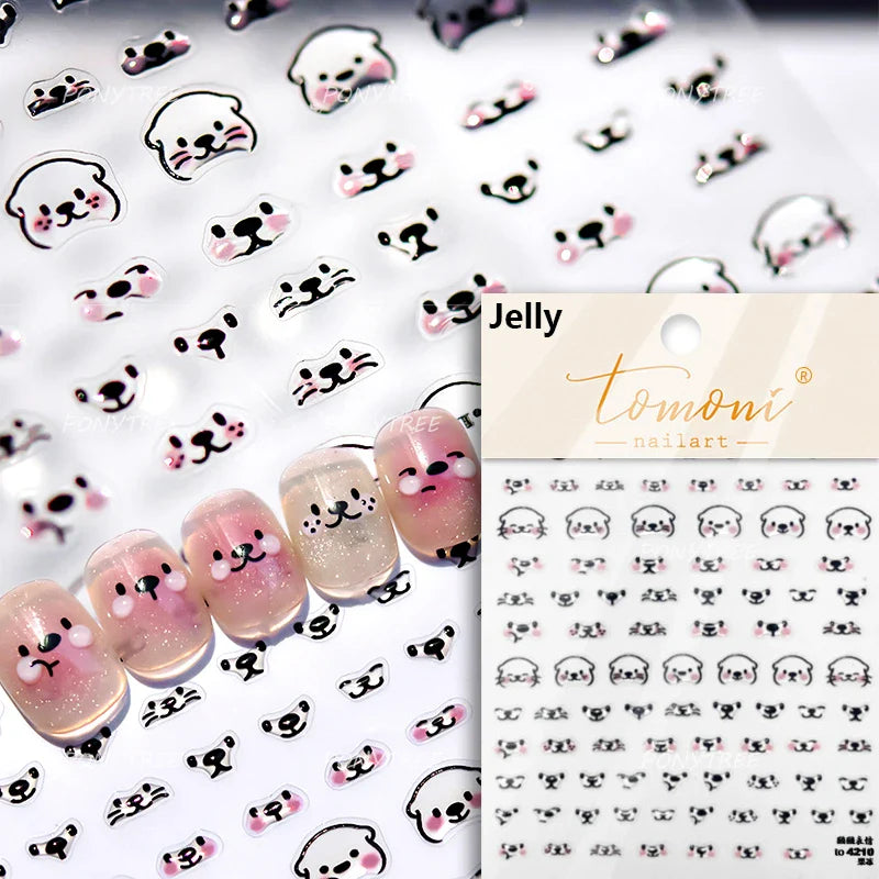 Worker's Speech Chinese Characters Abstract Comics Vivid Patterns Adhesive Nail Art Stickers Satirical Writing Manicure Decals (Online Order Only)