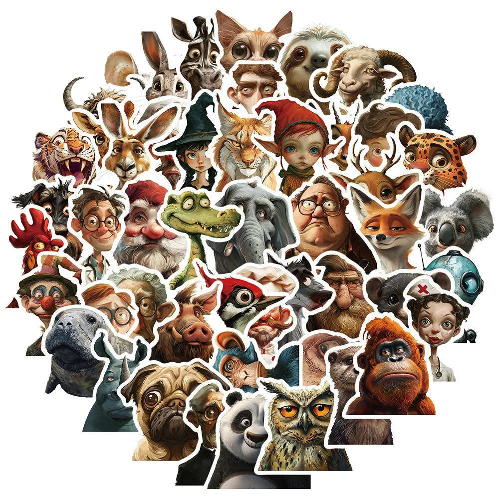 Bizarre Portrait Sticker Set: Suitcase, Skateboard, Laptop, Phone Decals (ONLINE ORDER ONLY)