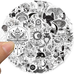 50PCS Black And White Gothic Sticker Art Vintage Classic Suitcase Scrapbook Helmet Laptop Waterproof Gift Cool Toys Decal (ONLINE ORDER ONLY)
