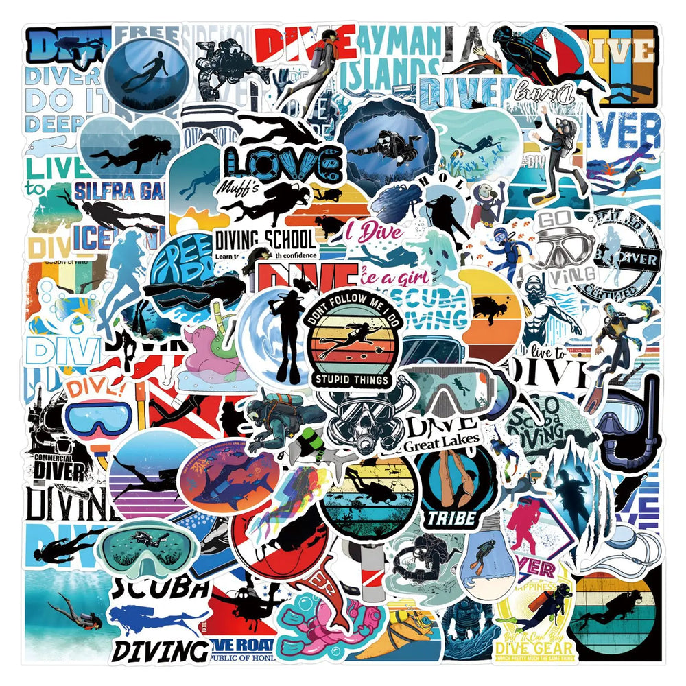 Cool Diving Sports Cartoon Stickers for Fridge Laptop Luggage Skateboard Graffiti (ONLINE ORDER ONLY)