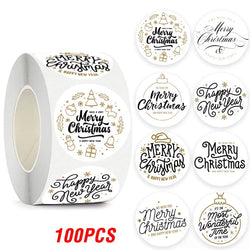 100-500pcs Merry Christmas Gift Decorative Stickers Round Thank You Labels Handmade Candy Biscuits Package Christmas Sticker (ONLINE ORDER ONLY)