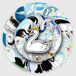 50Pcs Swan Cartoon Waterproof Vinyl Stickers for Skateboard Snowboard (ONLINE ORDER ONLY)