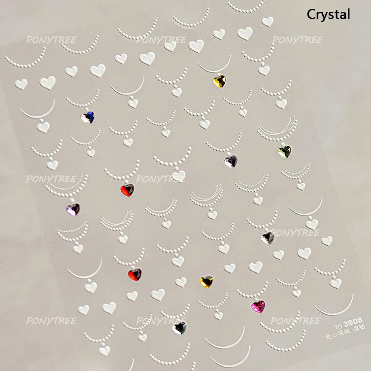 Black Silver Gold Dark Rococo Line Bowknot Wing Key Love Lock Star Tassel Pendant Heart Adhesive Nail Art Sticker Manicure Decal (ONLINE ORDER ONLY)