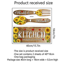 Wall Stickers Sunflower Spoon Fork Pattern Kitchen  Restaurant Background Decoration Wallpaper For Home Decor Living Room Decals (ONLINE ORDER ONLY)