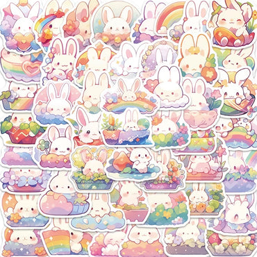 10/30/50PCS Rainbow Rabbit PVC Sticker Aesthetic Children's Korean Decoration Scrapbooking Stationery School Supplies for Kids (ONLINE ORDER ONLY)