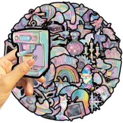 60PCS Colorful Shoes Shells Schoolbags Aesthetics Sticker Waterproof Cartoon Sticker For Desk Refrigerator Computer Phone (Online Order Only)