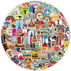World Landmark Stickers for Phone, Helmet, Luggage, Laptop, Guitar (10/50/100pcs) (Online Order Only)