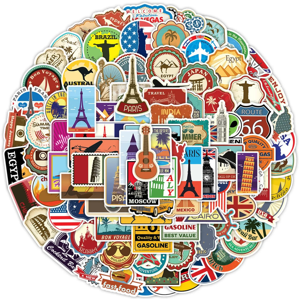 World Landmark Stickers for DIY Phone, Helmet, Luggage, Laptop, Guitar (10/50/100pcs) (ONLINE ORDER ONLY)