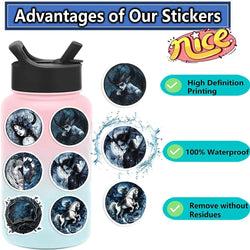 50Pcs Gothic Wizard Skeleton Stickers For Phone Case Book Decoration DIY Gifts Cute Animal Pattern Waterproof Vinyl Decals (ONLINE ORDER ONLY)