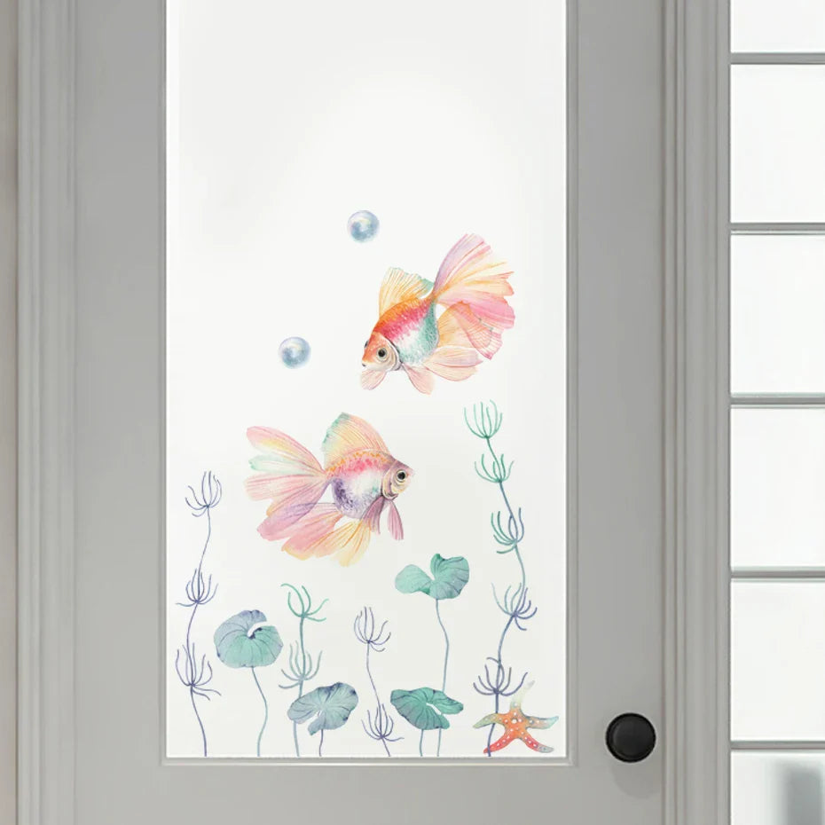 Goldfish Aquatic Weeds Wall Stickers Kids Room Bathroom Decor Self-adhesive Wallpaper (Online Order Only)