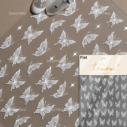 Shiny Butterfly White Pink Purple Romantic Animals Retro Photo Frame Chic Delicate Adhesive Nail Art Stickers 5D Manicure Decals (ONLINE ORDER ONLY)