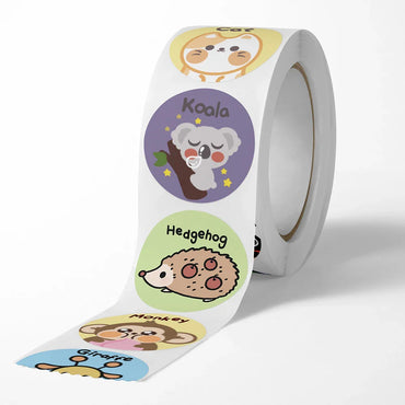 100-500pcs Kids Cute Cartoon Animals Praise Stickers 1Inch Labels for Children Teaching Toy Gift Card Party Packaging Wrapping (Online Order Only)