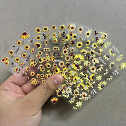 1pc Chic Sunflower 5D Nail Art Stickers Self-Adhesive Waterproof & Sustainable Decals for DIY Manicure Perfect for All Seasons * (ONLINE ORDER ONLY)