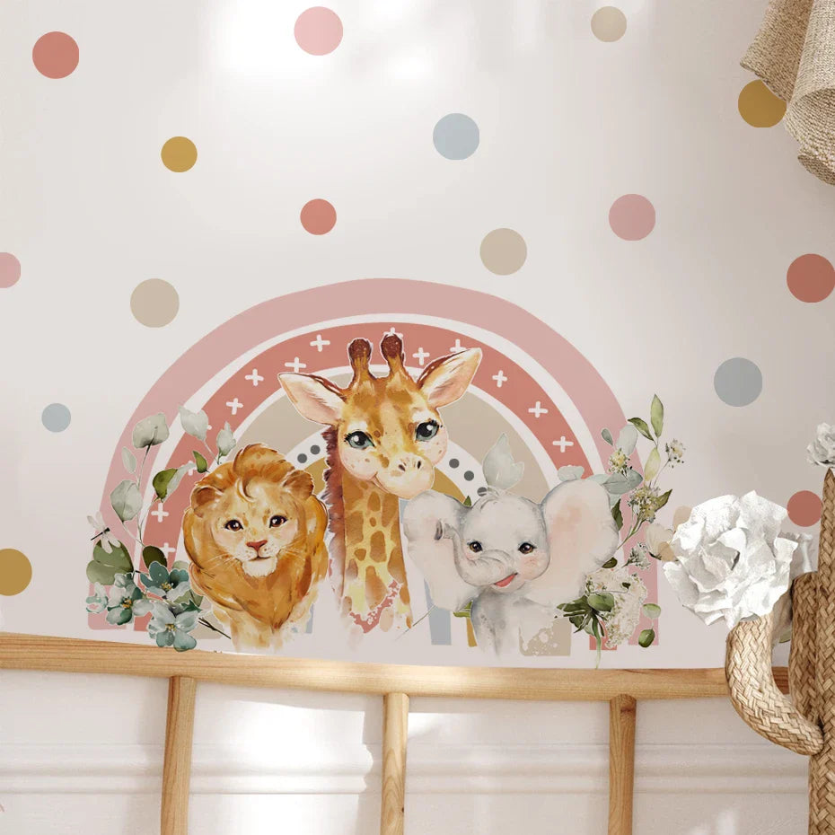 Boho African Animal Giraffe Elephant Watercolor Wall Stickers Nursery Decor (ONLINE ORDER ONLY)